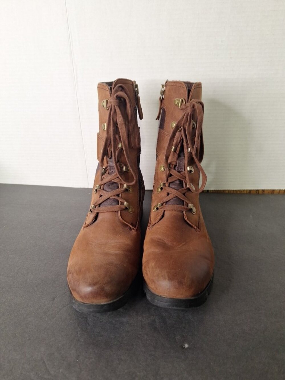 Sorel Women's Waterproof Brown Leather Combat Boots, Zipper & Lace, Size 9 US - Picture 16 of 16